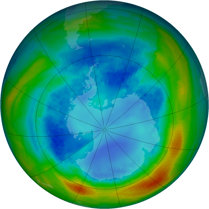 Antarctic ozone map for 21 August 2004